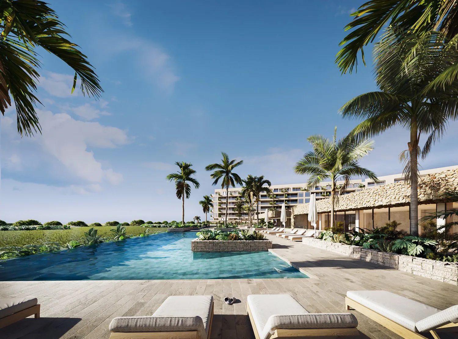 Piscina estilo playa